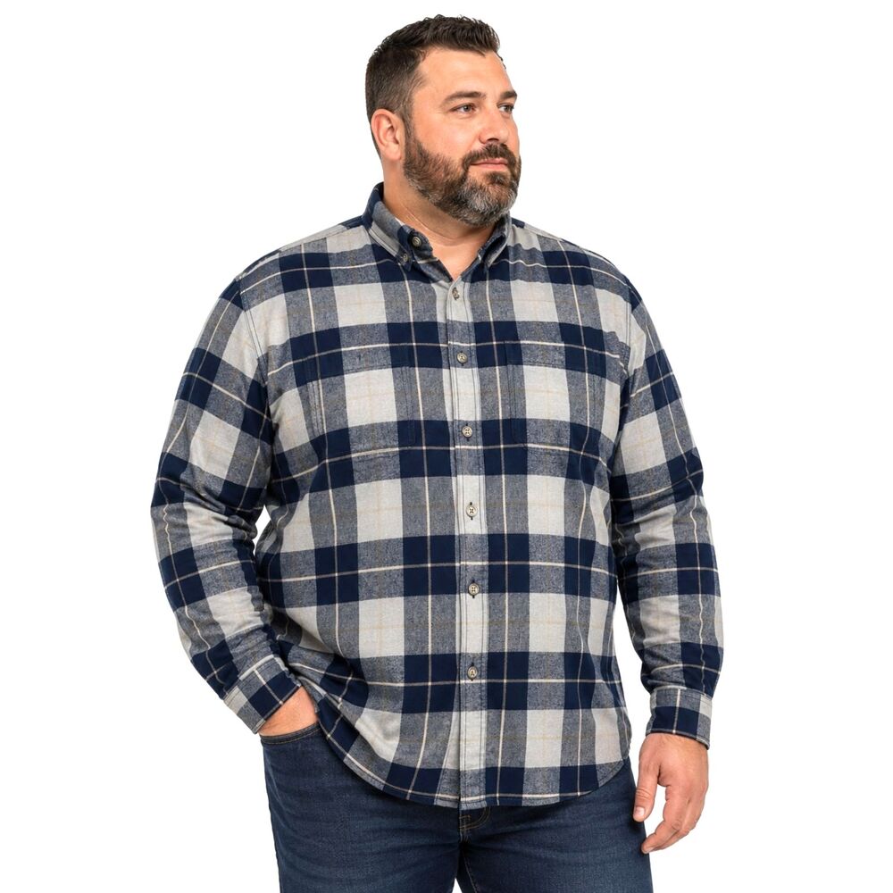 Ridgecut Toughwear Flannel Shirt Men's 2XL Blue Plaid Button Front Work Shirt
